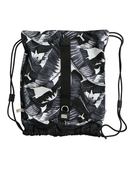 Leaf Print Adjustable Drawstring Nap Sack Bag