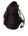 Maroon Nylon Leather Rucksack Backpack Bag