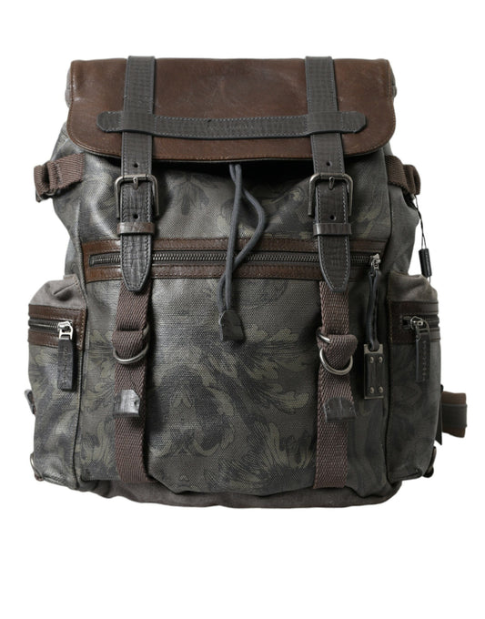 Baroque Canvas Leather Rucksack Backpack Bag