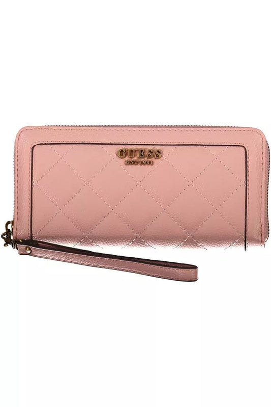 Chic Wallet with Contrast Zip & Logo