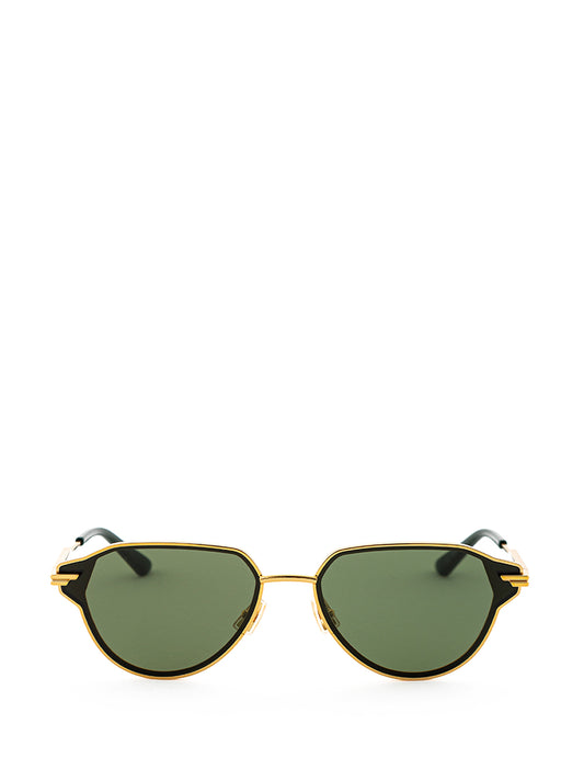Elegant Golden Metal Sunglasses with Lens