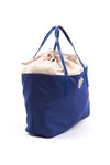 Chic Fabric Shopper Tote with Patent Accents
