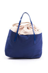 Chic Fabric Shopper Tote with Patent Accents
