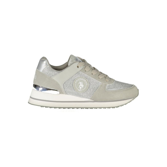 U.S. POLO ASSN. Silver Lace-Up Sneakers with Contrast Details
