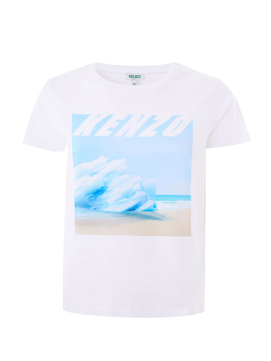 Elegant Wave Print Cotton T-Shirt