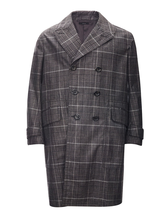 Elegant Checked Mid-Length Trench
