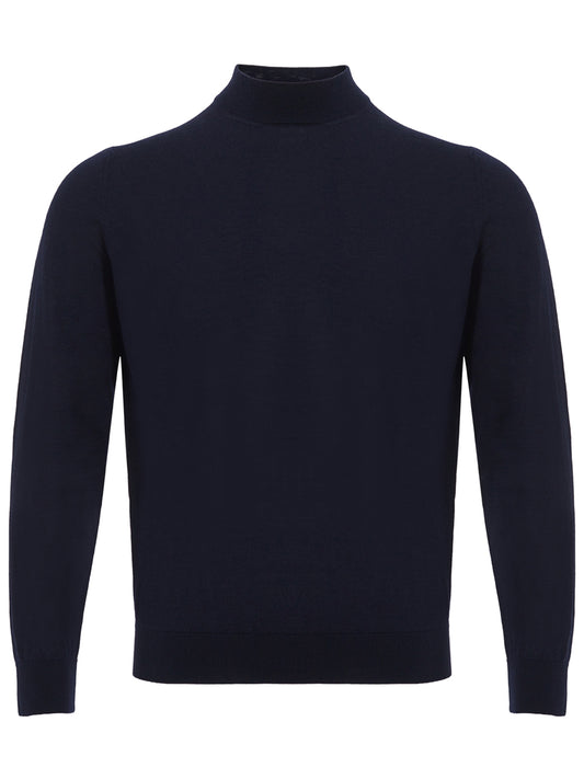 Elegant Navy Cashmere Silk Blend Sweater