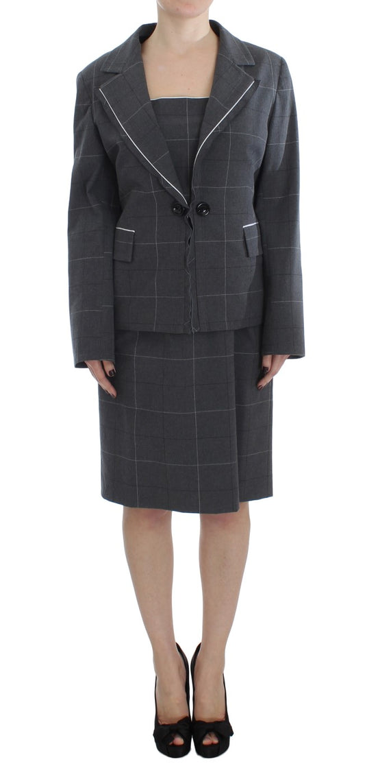 Elegant Checkered Sheath Suit Set