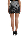 Lace Cotton High Waist Denim Mini Skirt