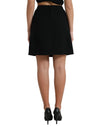 Wool Button High Waist Aline Mini Skirt