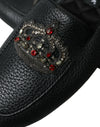 Leather Crystal Embellished Loafers Dress Shoes