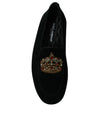 Leather Crystal Crown Loafers Shoes