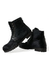 Pony Style Leather Mid Calf Boots Shoes