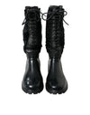 Rubber Lace Up Shearling Rain Boots Shoes