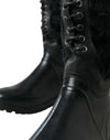 Rubber Lace Up Shearling Rain Boots Shoes