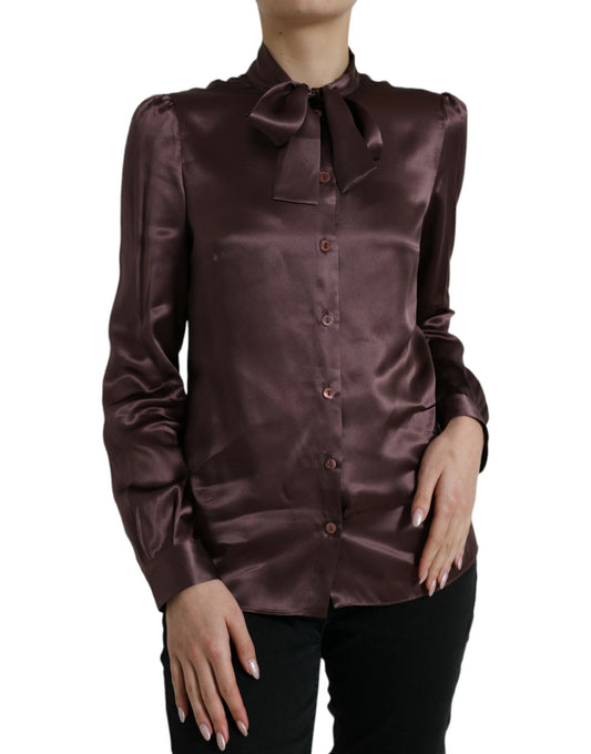 Silk Ascot Collar Long Sleeve Blouse Top