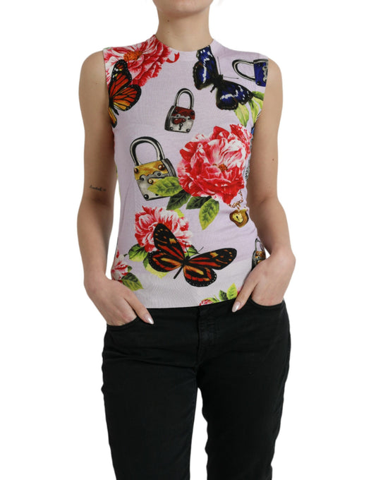 Floral Padlock Butterfly Tank Top