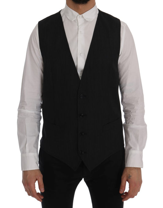 Elegant Striped Wool Blend Vest