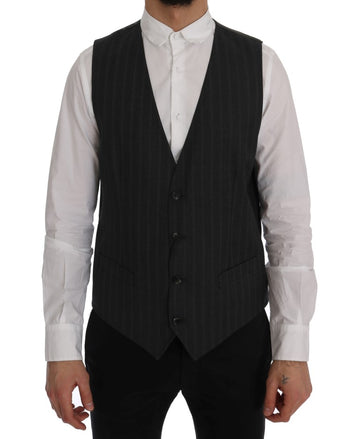 Elegant Striped Single Breasted Vest