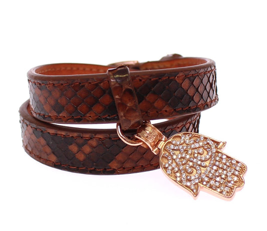Chic Snakeskin Leather & Cuff Bracelet