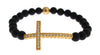 Matte Onyx Stone CZ Cross 925 Silver Bracelet