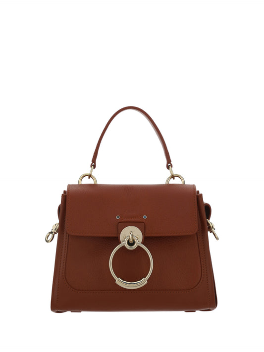 Elegant Sepia Calfskin Shoulder Handbag