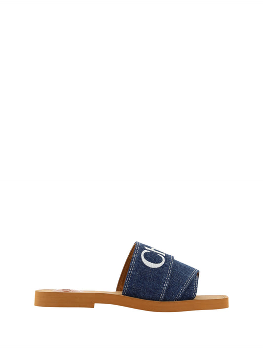 Sumptuous Cotton Woody Slide Sandals in Denim