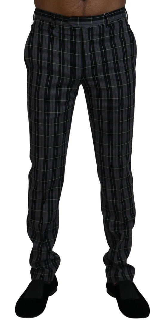 Elegant Checkered Wool Chino Pants