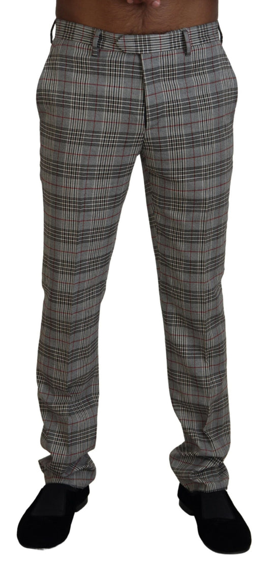 Elegant Checkered Slim Men's Pants