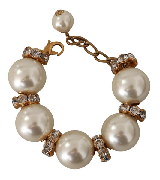 Opulent Tone Bracelet with Crystals and Pearls