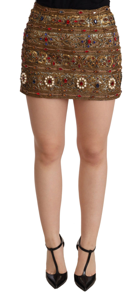 Crystal Jacquard High Waist Skirt