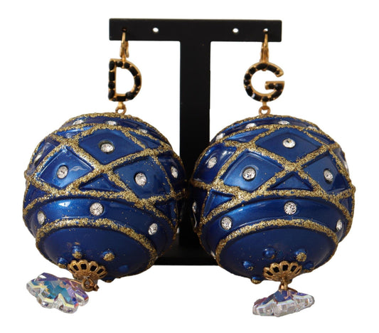 Christmas Ball Crystal Hook Brass Earrings