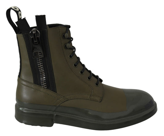 Chic Military Leather Ankle Boots