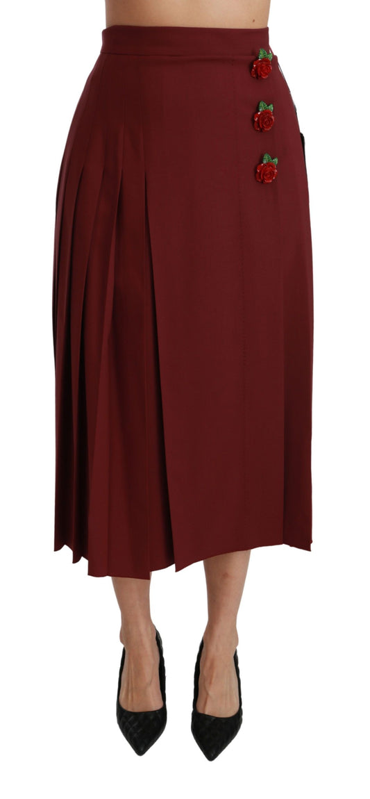 Elegant High Waist Virgin Wool Skirt