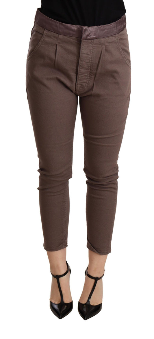 Mid Waist Cropped Skinny Stretch Trouser