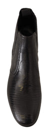 Elegant Leather Lizard Skin Derby Boots