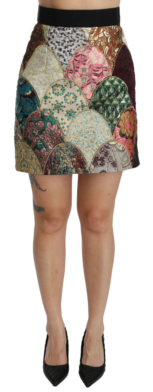 Vibrant Floral Jacquard Designer Skirt