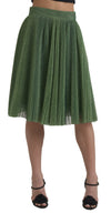 Enchanting Metallic Pleated A-Line Skirt