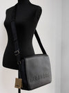 Bruno Small Embossed Branded Pebble Leather Messenger Handbag