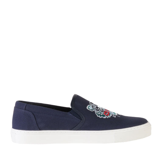 Elegant Navy Slip-On Sneakers with Rubber Sole