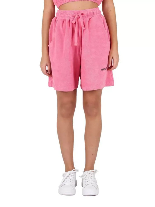 Chic Terry Bermuda Shorts with Logo Print