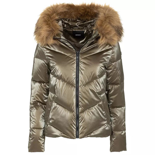 Eco-Fur Hooded Down Jacket in