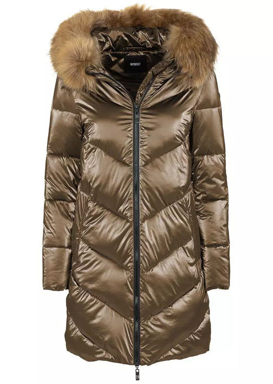 Eco-Chic Down Jacket with Faux Fur Hood