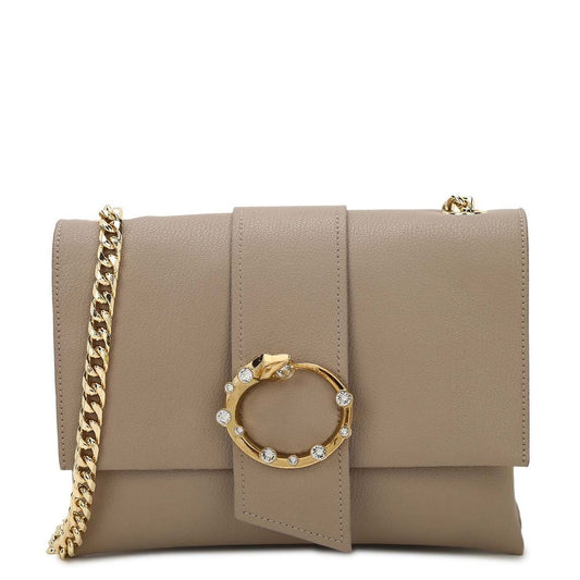 Chic Textured Calfskin Shoulder Bag with Jewel Detail