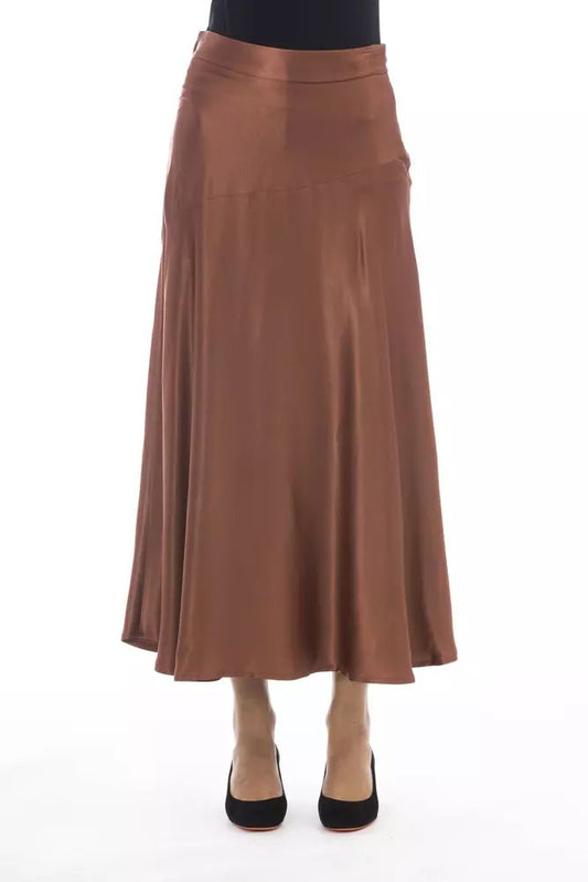 Elegant Satin Midi Skirt in Rich
