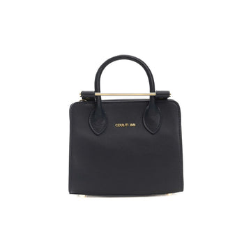 Elegant Leather Shoulder Bag with Golden Accents