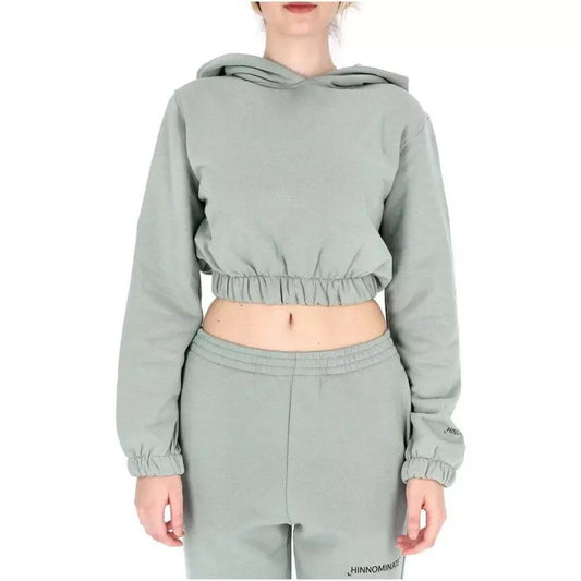 Chic Cropped Hooded Cotton Sweatshirt