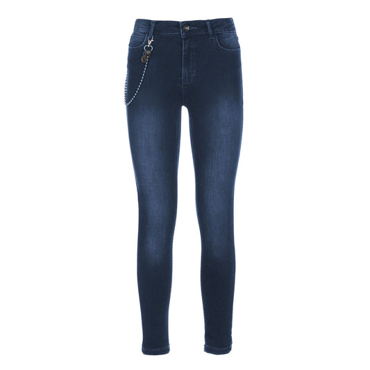 Chic Lightly Washed Slim-Fit Jeans with Chain Detail