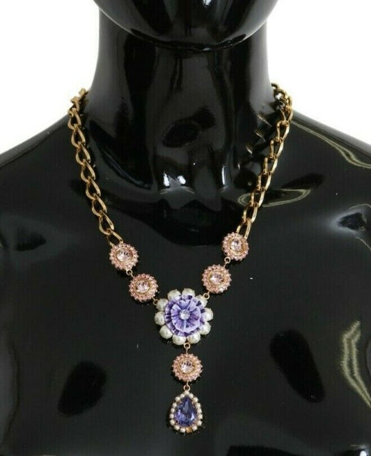 Elegant Crystal Floral Charm Necklace