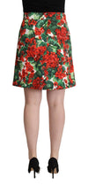 Vibrant Geranium Print A-Line Skirt